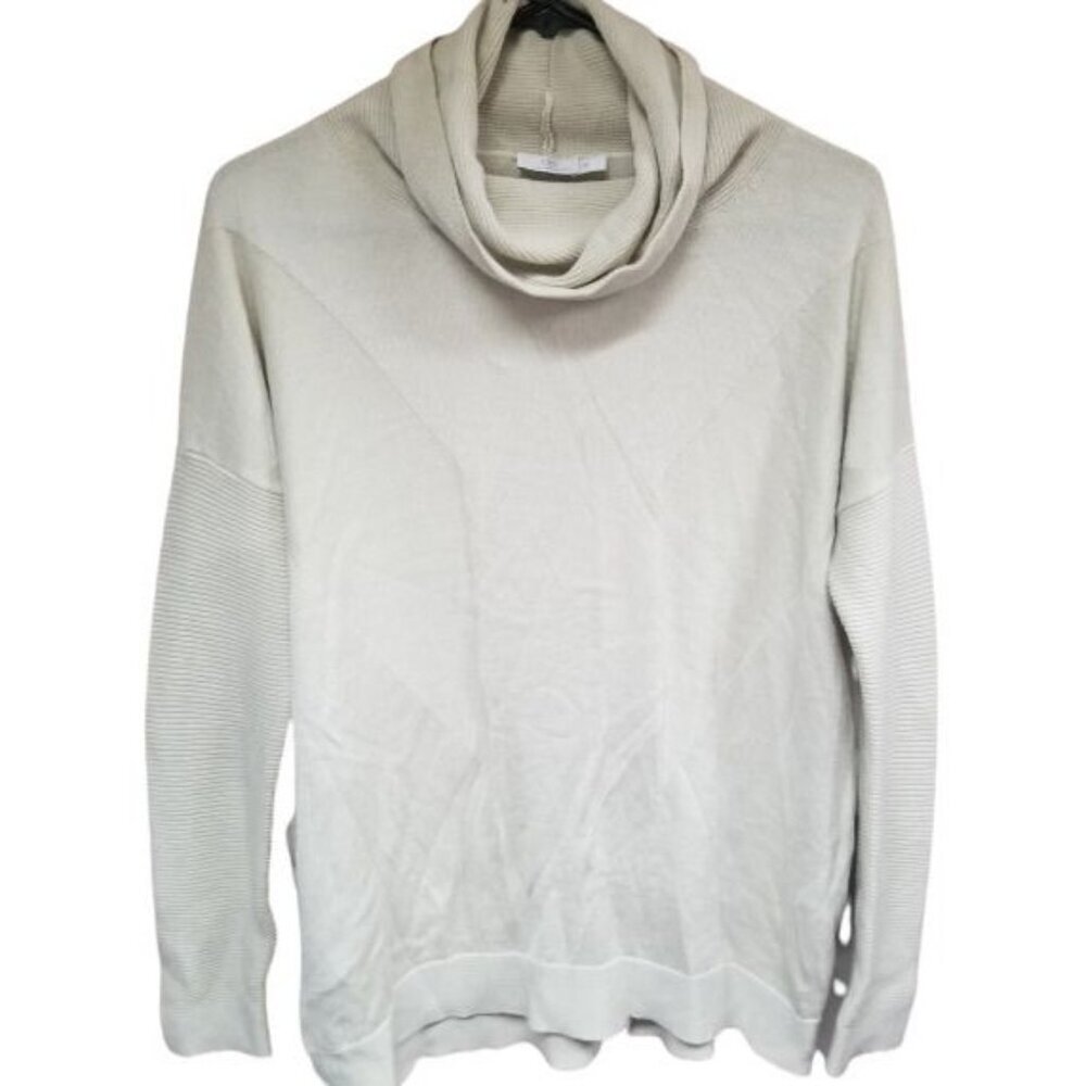 Dismero Womens Cowl Neck Wool Silk Sweater Size S Cream Long Sleeve Pullover